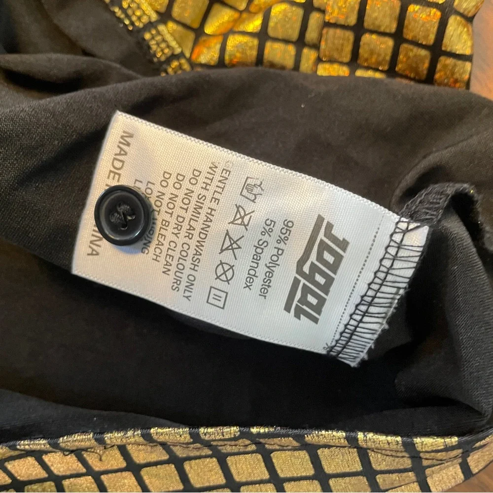 Boys Gold Grid Short-Sleeve Button-Down Shirt with Black Trim size 10 FLASHY 🌟